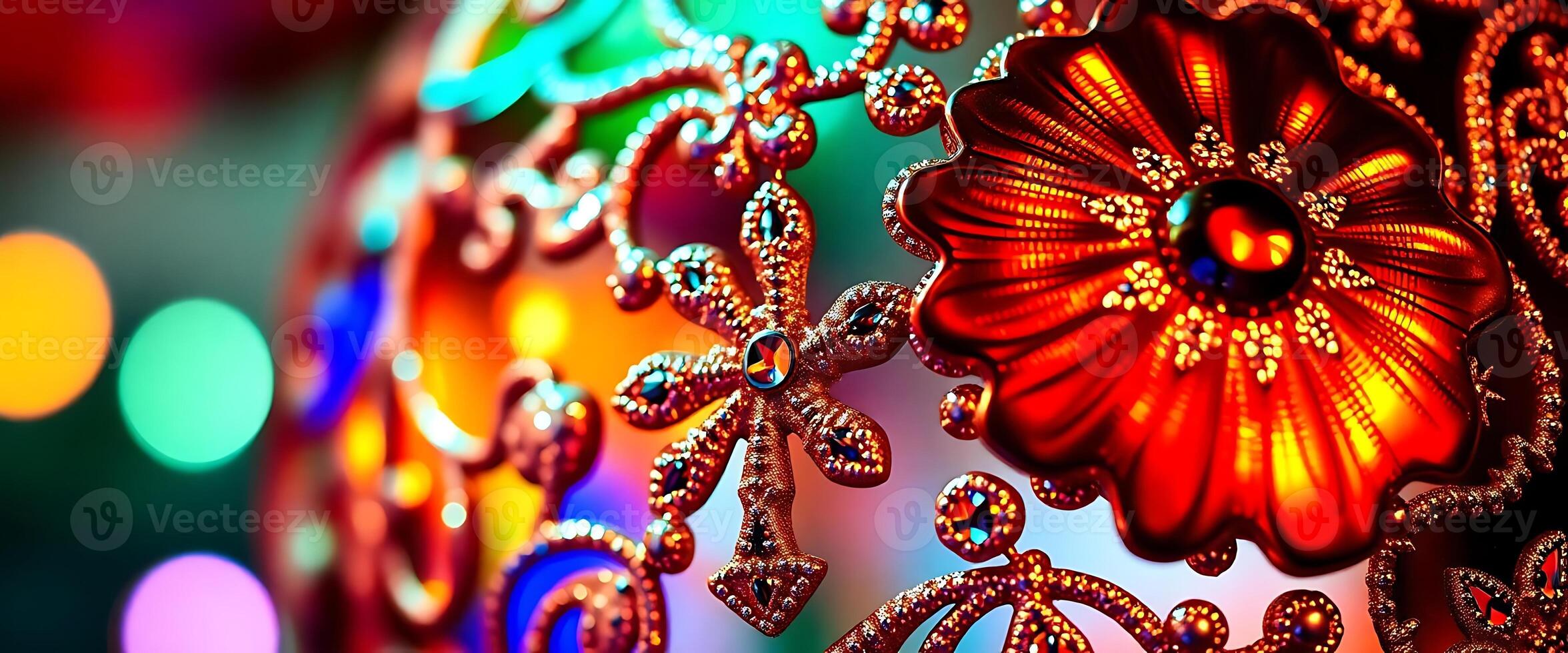close up of a decorative object with lights in the background photo