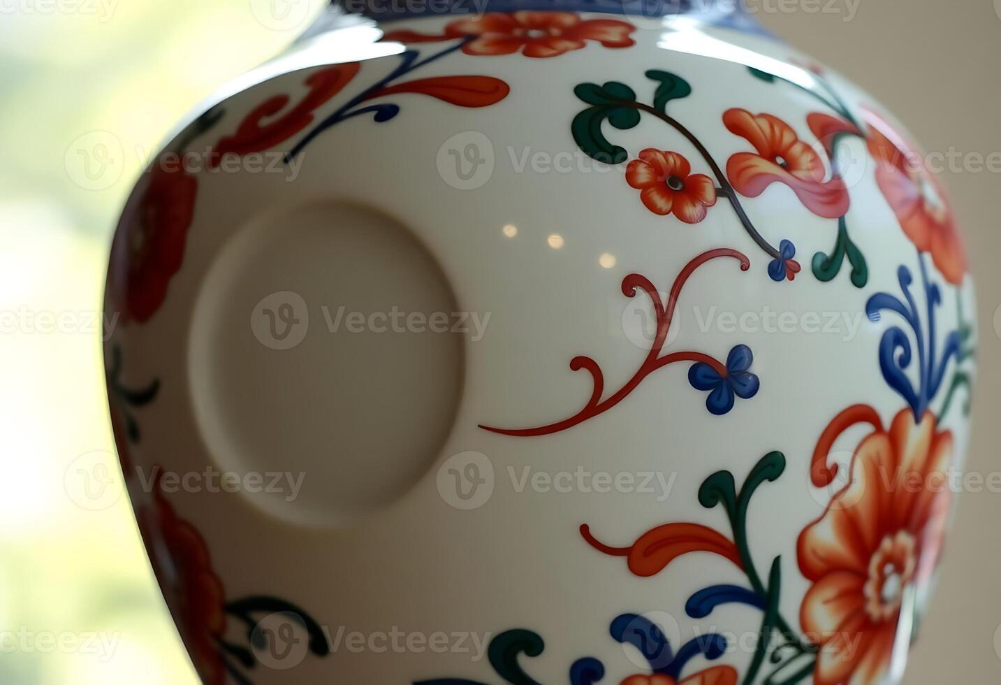 A close up of a vase with a colorful design photo