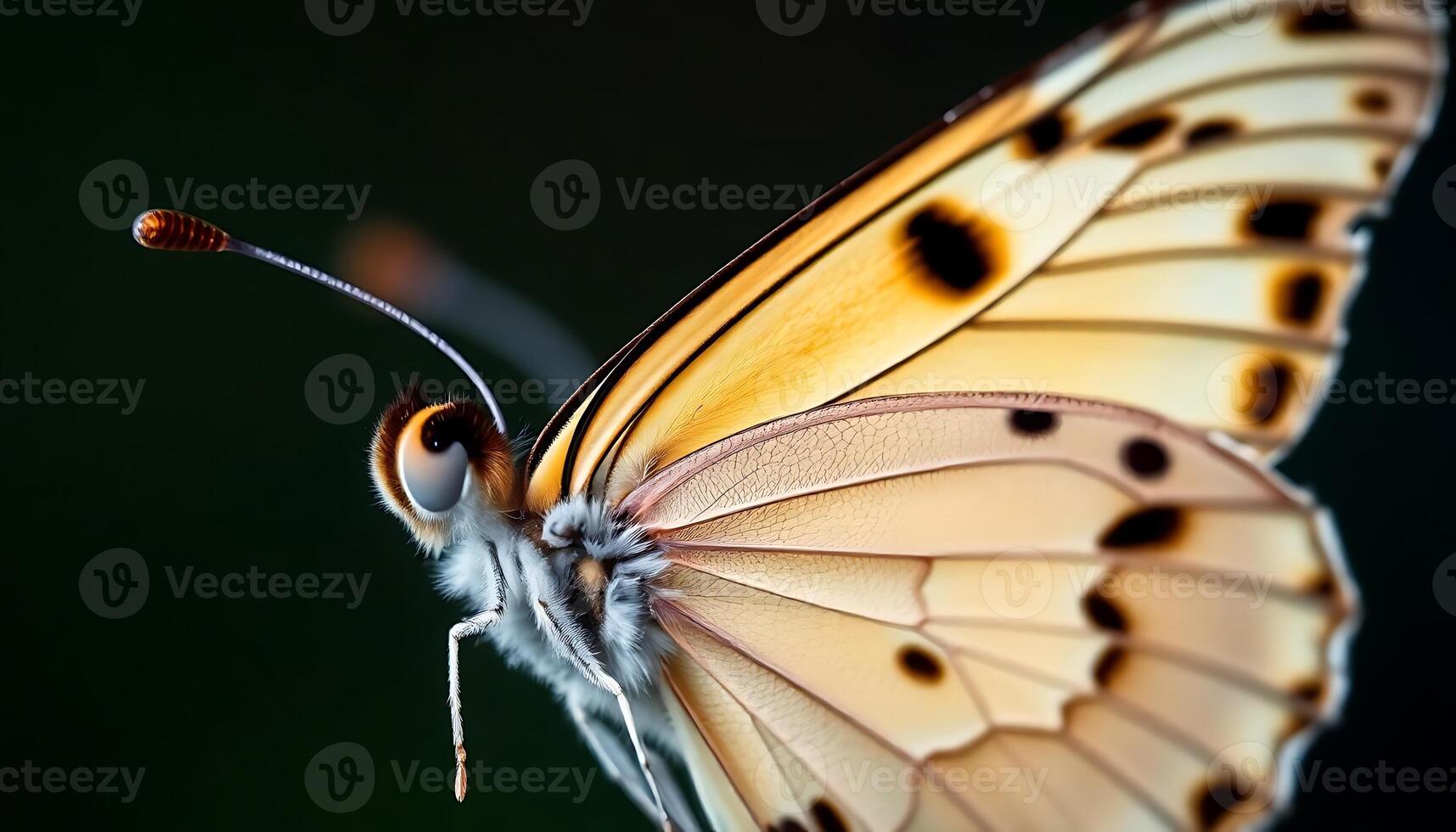 close up of a butterfly with a black background photo