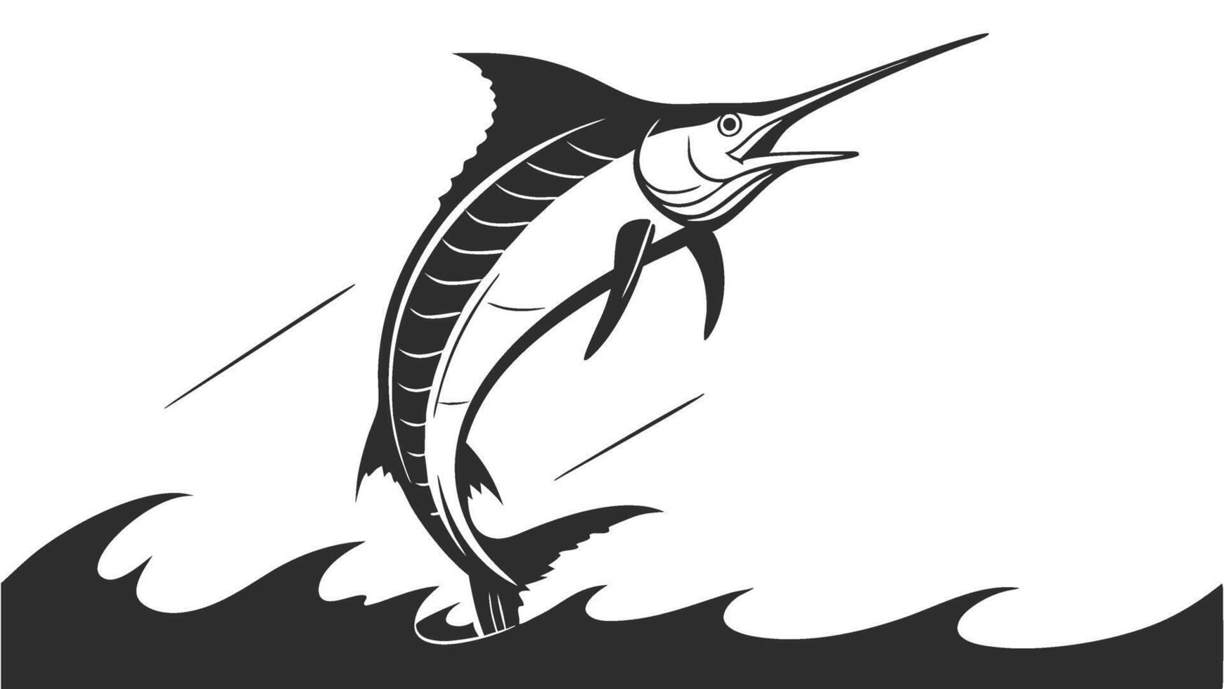 swordfish silhouette in the ocean a marine animal design vector