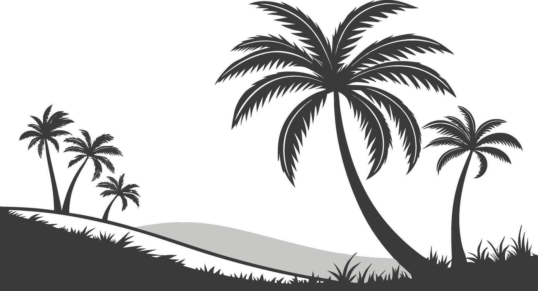 silhouette of palm trees on the beach vector