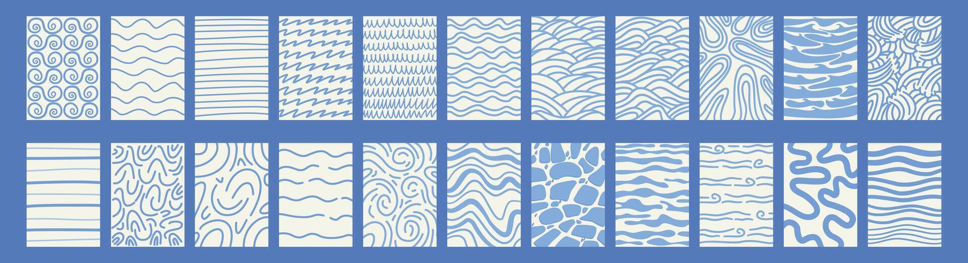 Abstract waves pattern poster. Hand drawn doodle background. Poster, banner, web mobile interface template. vector