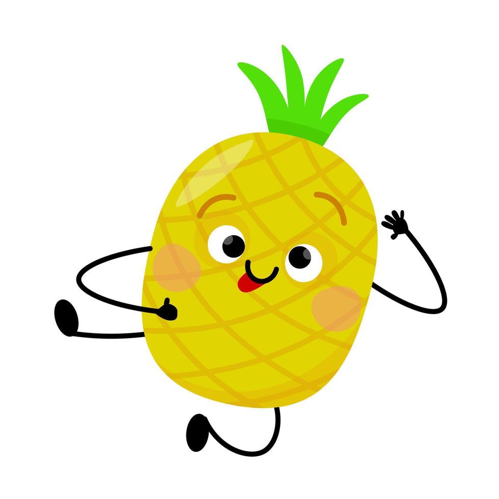 Cute funny pineapple character with a smile vector