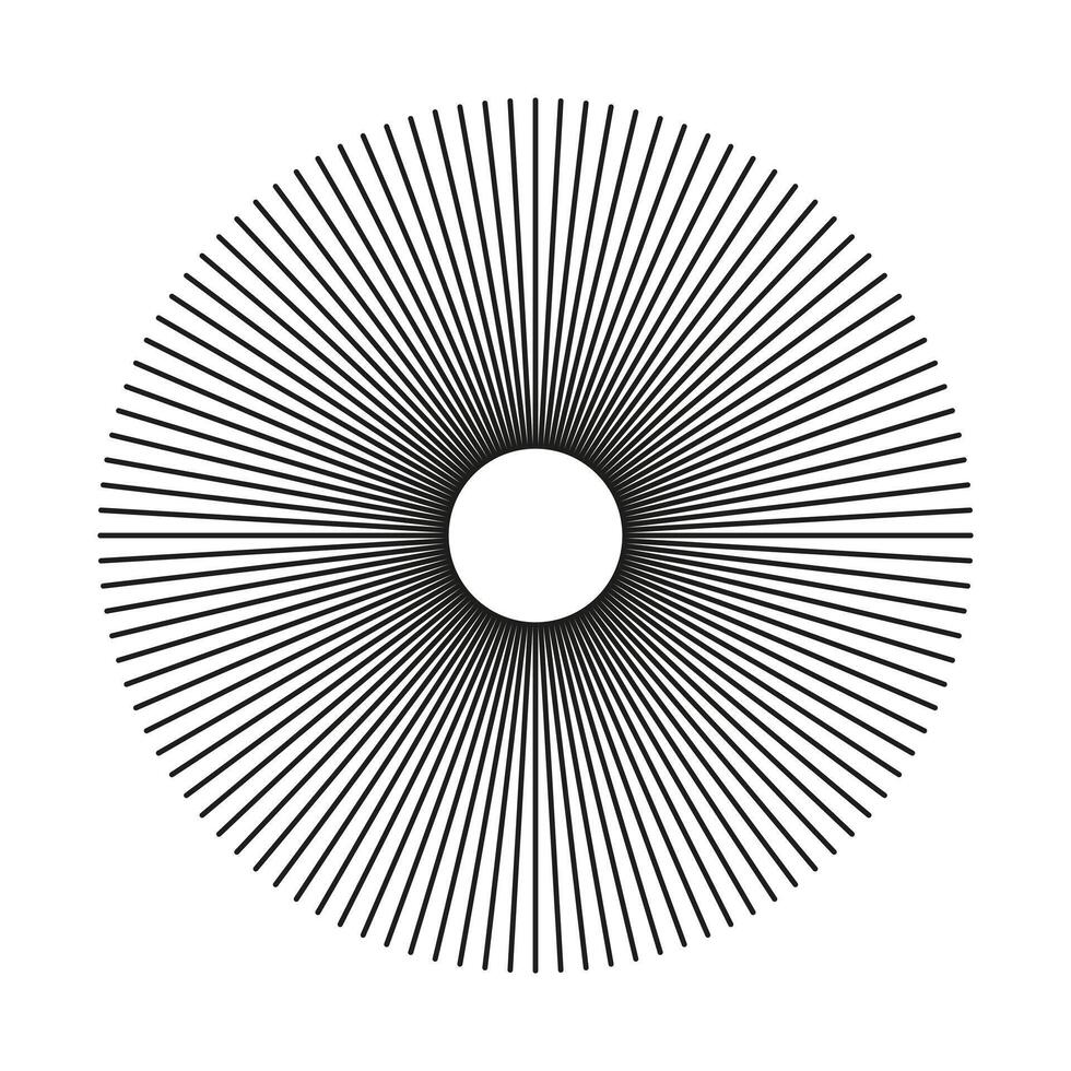 Spokes grid with radiating stripes . Sun star rays, burst. Circulars lines beams. Radial round radiation lines. Abstract geometric pattern shape. vector