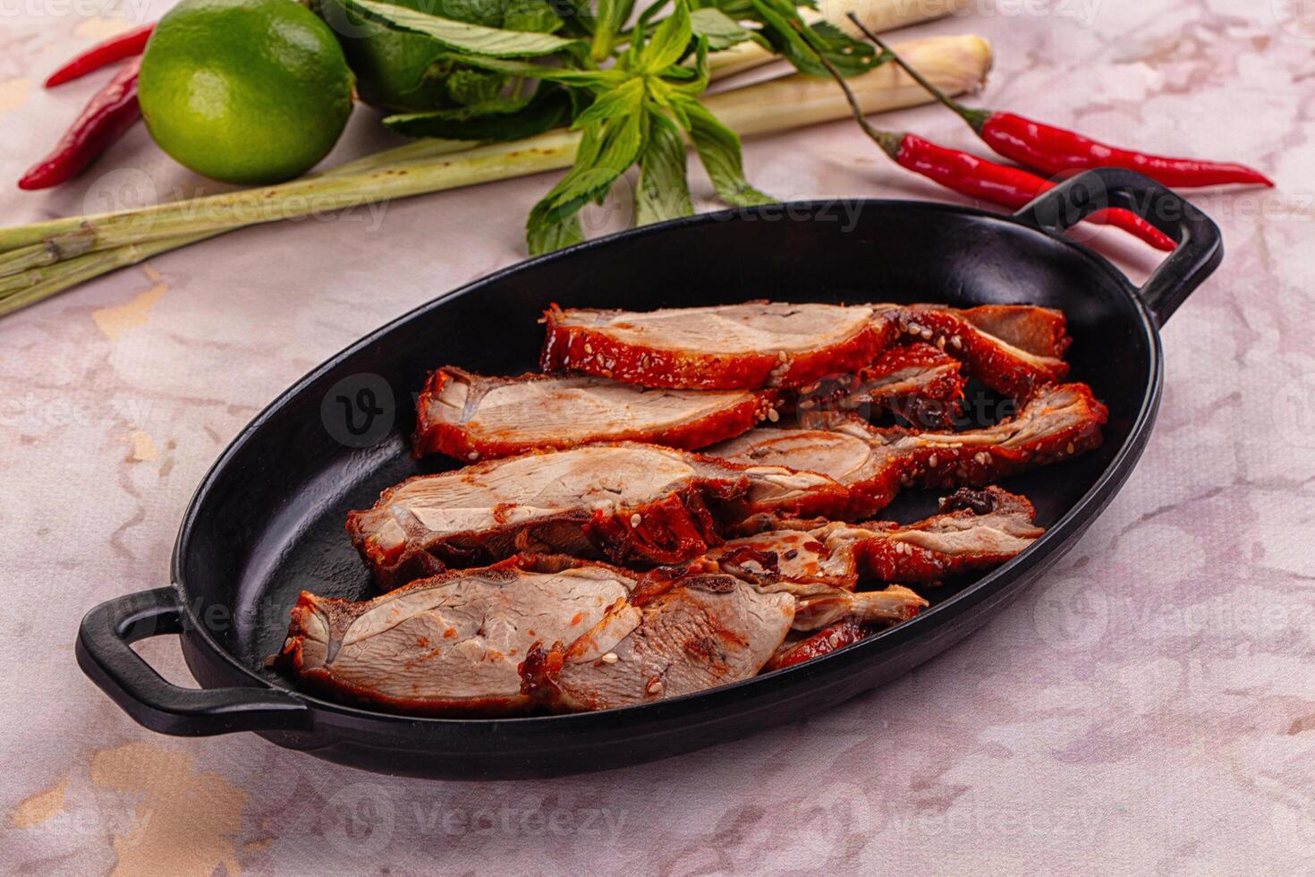 Roasted gourmet duck fillet slices photo