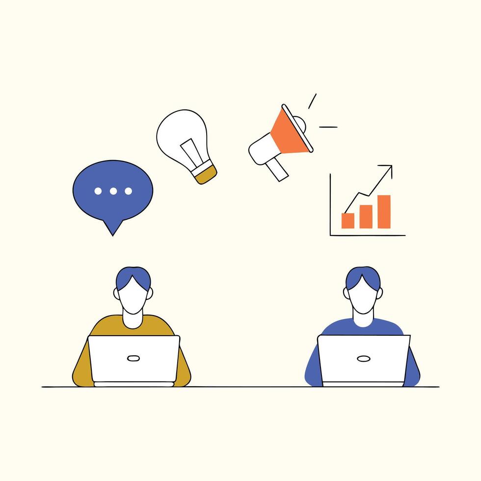 Business success concept with a network of social people and an infographic design showing a businessman's idea digital marketing vector