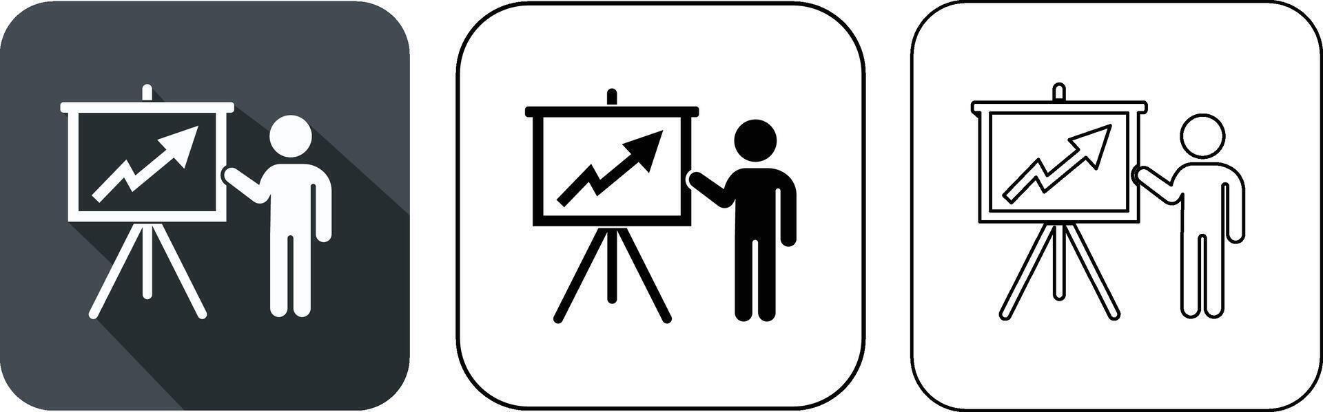 Presentation with an upward trend arrow on a whiteboard illustrating growth and success vector