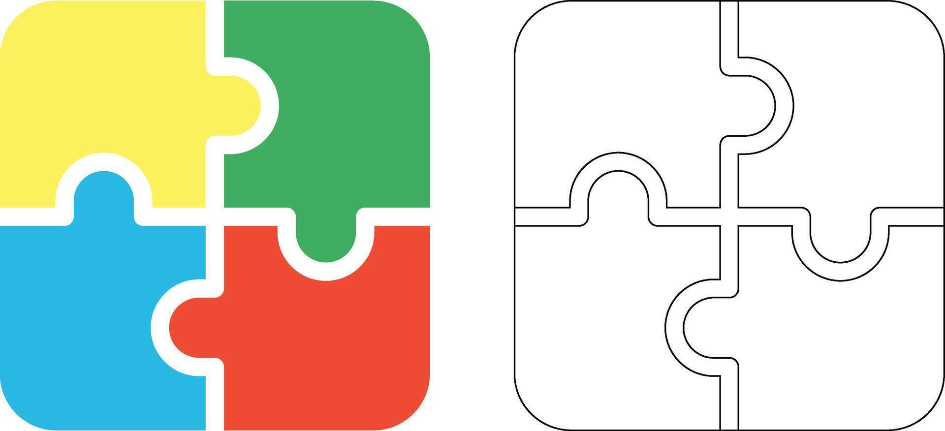 Colorful puzzle pieces interlocking showing cooperation collaboration and teamwork in a square composition vector