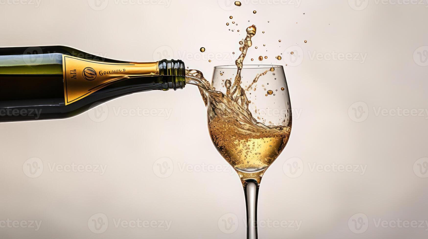 Wine being poured into a glass, creating a splash. photo