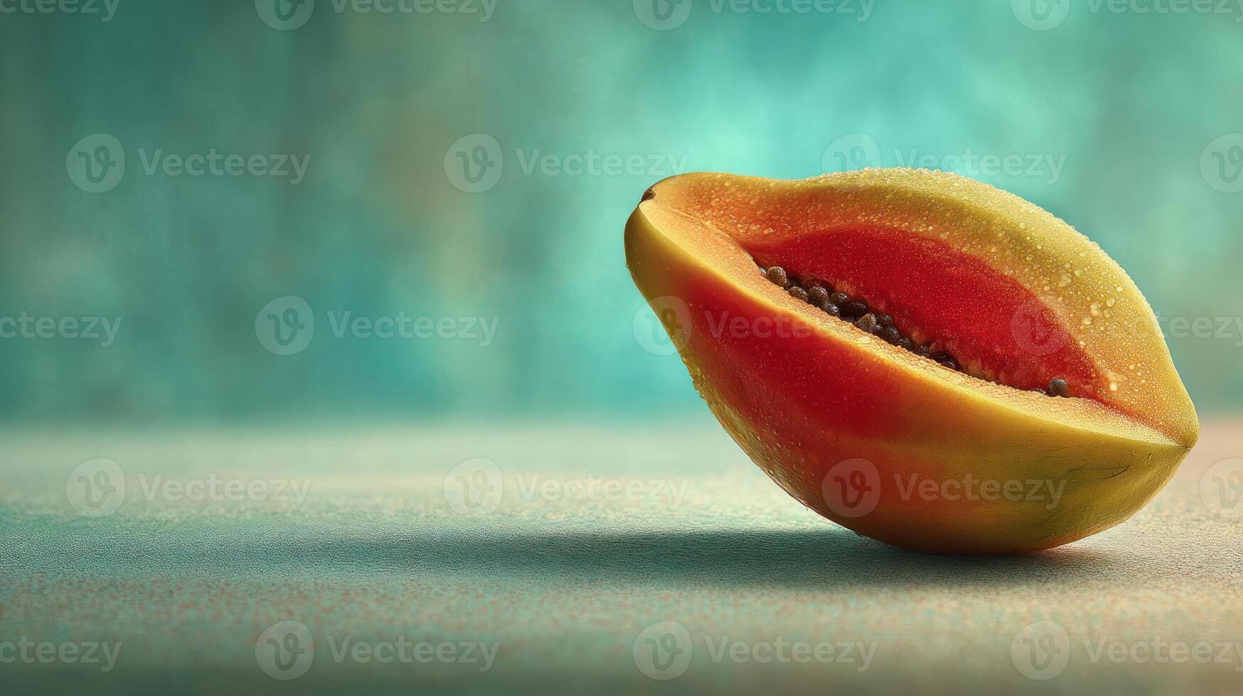Half papaya with vibrant colors and a refreshing look. photo
