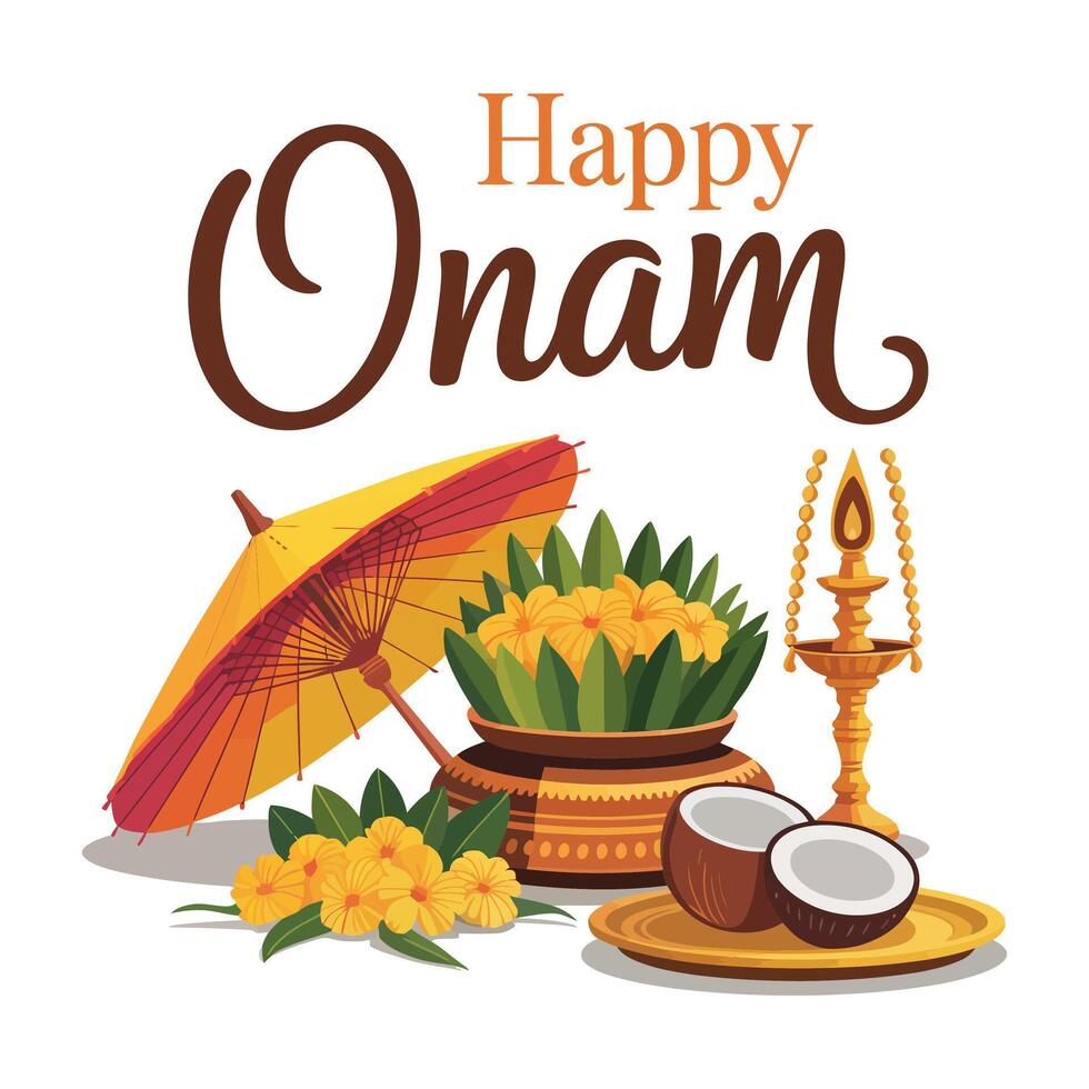 Happy onam festival background illustration vector