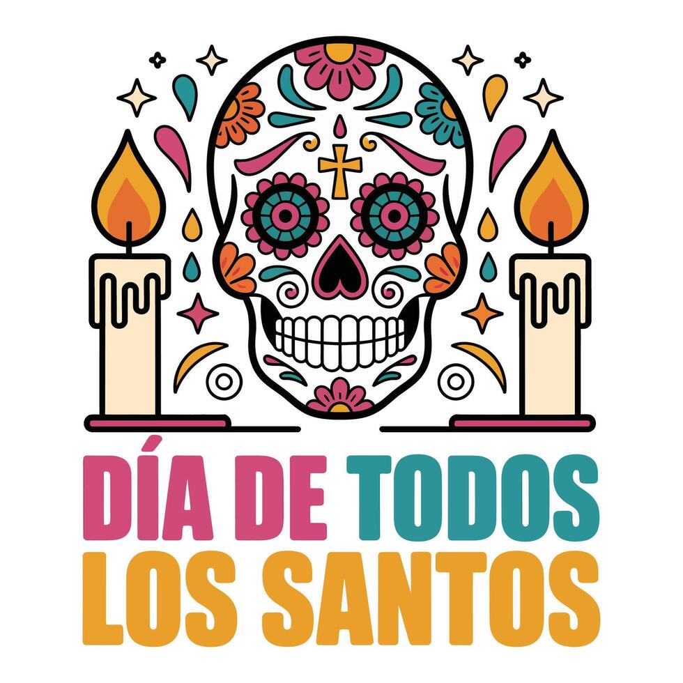 Dia de Todos los Santos Flat Style Artwork. vector