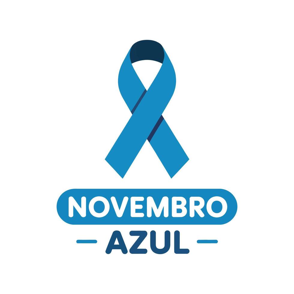 Flat Blue Ribbon for Novembro Azul Campaign. vector