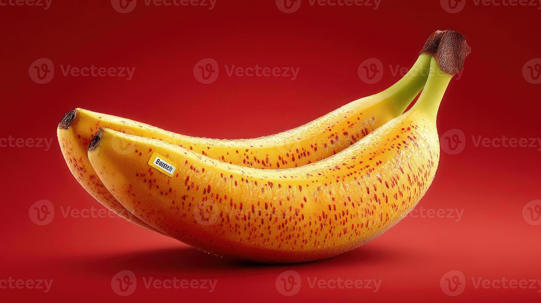 A single banana against a red background. photo