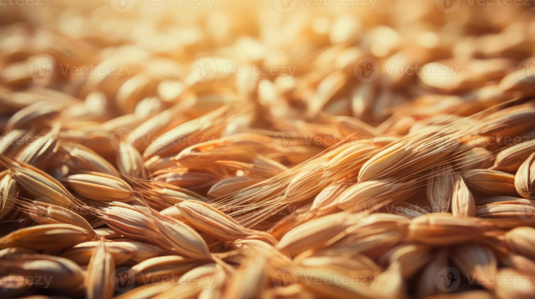 Close-up of barley grains, showcasing texture and color. photo