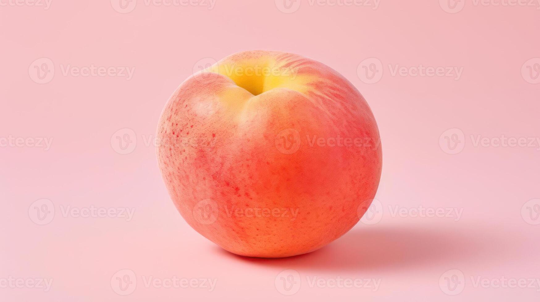 A vibrant, ripe peach against a pink background. photo
