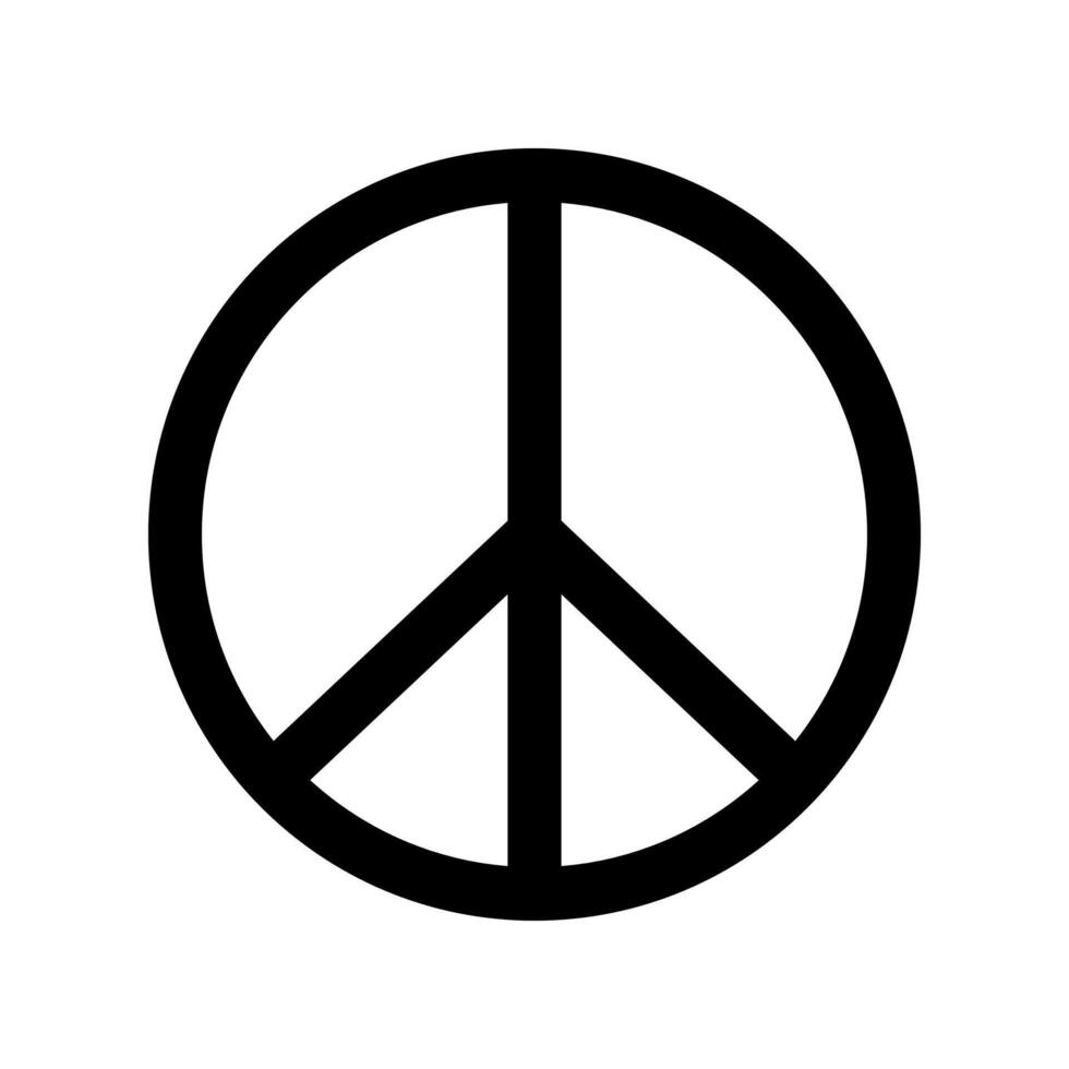 Peace Symbol Icon, Minimal Circular Sign for Anti-War Movement, Human Rights Campaign, and Social Awareness, Editable vector