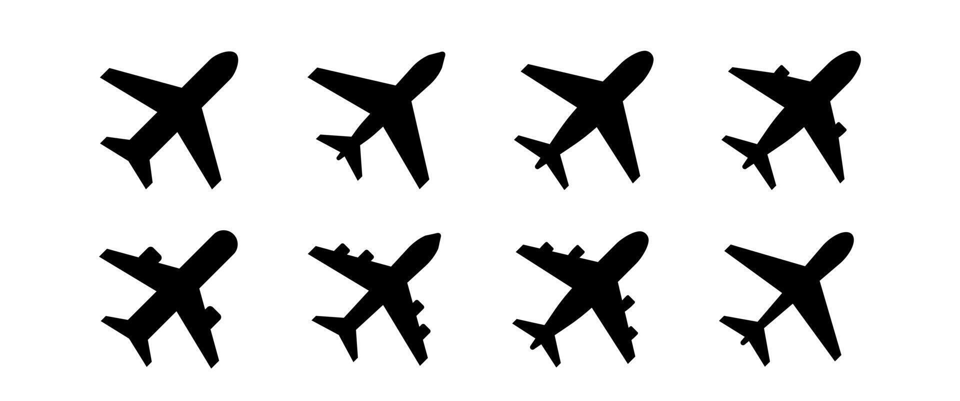 Isolated Airplane icon set, Flying Jet sing, symbol, Transportation, Holidays and Vacation illustration clip art, Travel graphic elements in Modern minimal, Flat style, Editable vector
