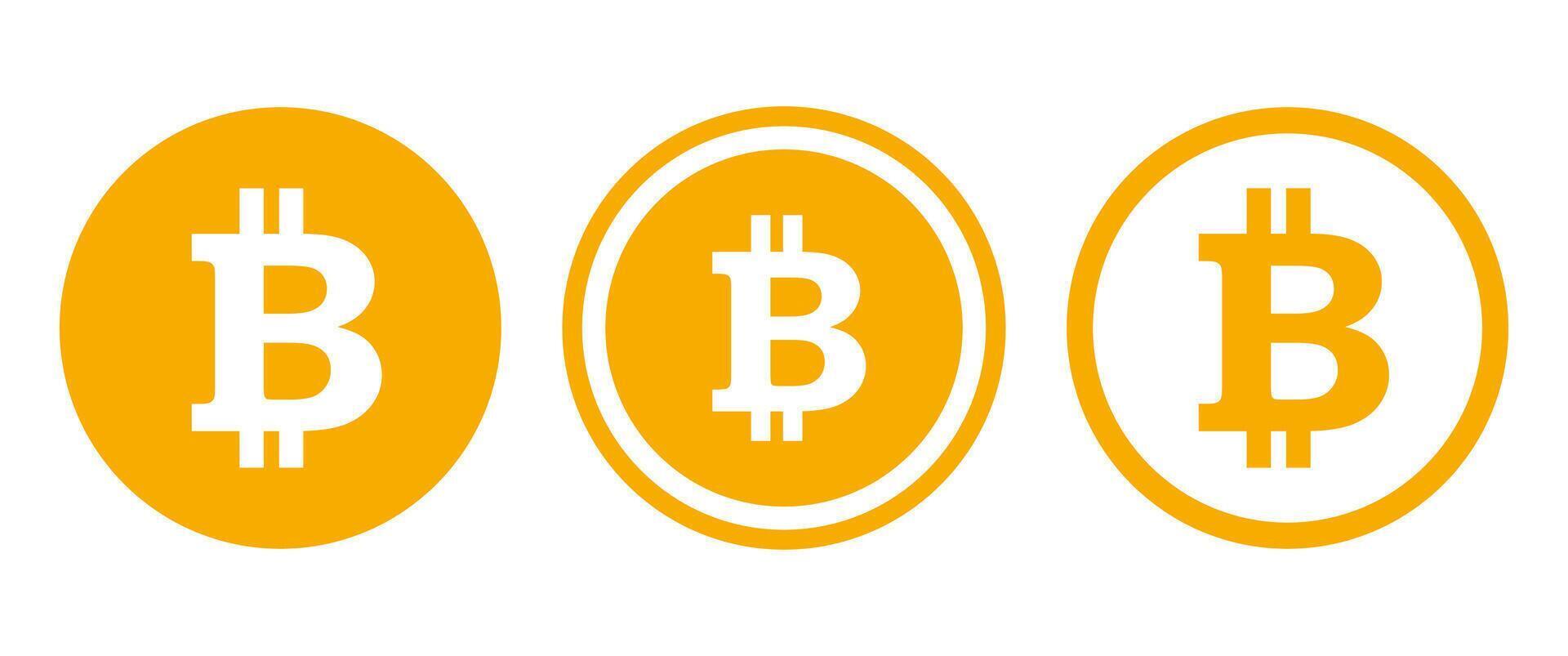 Bitcoin icon set, Isolated BTC symbol design, Cryptocurrency elements illustration in Flat style, Investment, Savings and Payment pictogram, Finance Ibfographic, Editable vector