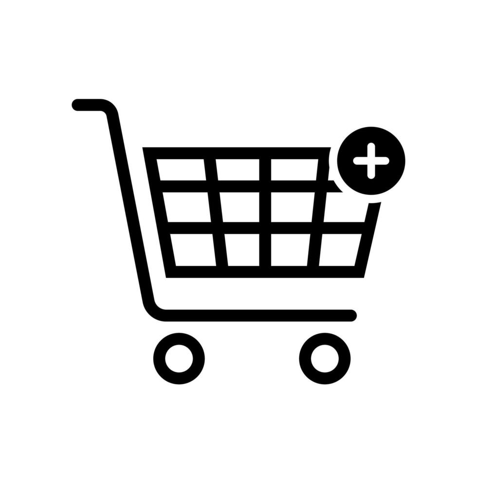 Shopping Cart Icon symbol, Black Isolated Purchase clip art, E-commerce, Marketing, Sell and Buying graphic elements for Store, Onliner Market, website banner, Editable vector