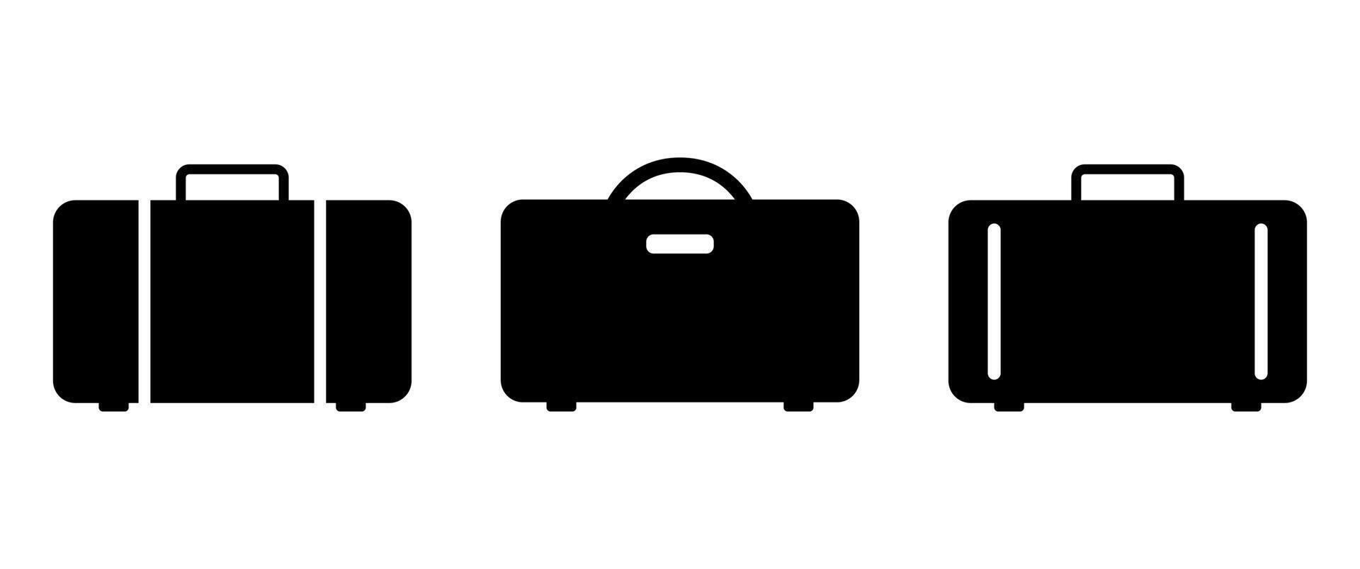 Suitcase, Luggage, Baggage icon symbol set, Minimal Black Isplated Bag Clip art illustration, Pictogram for Decoration on White background, Editable stock. vector
