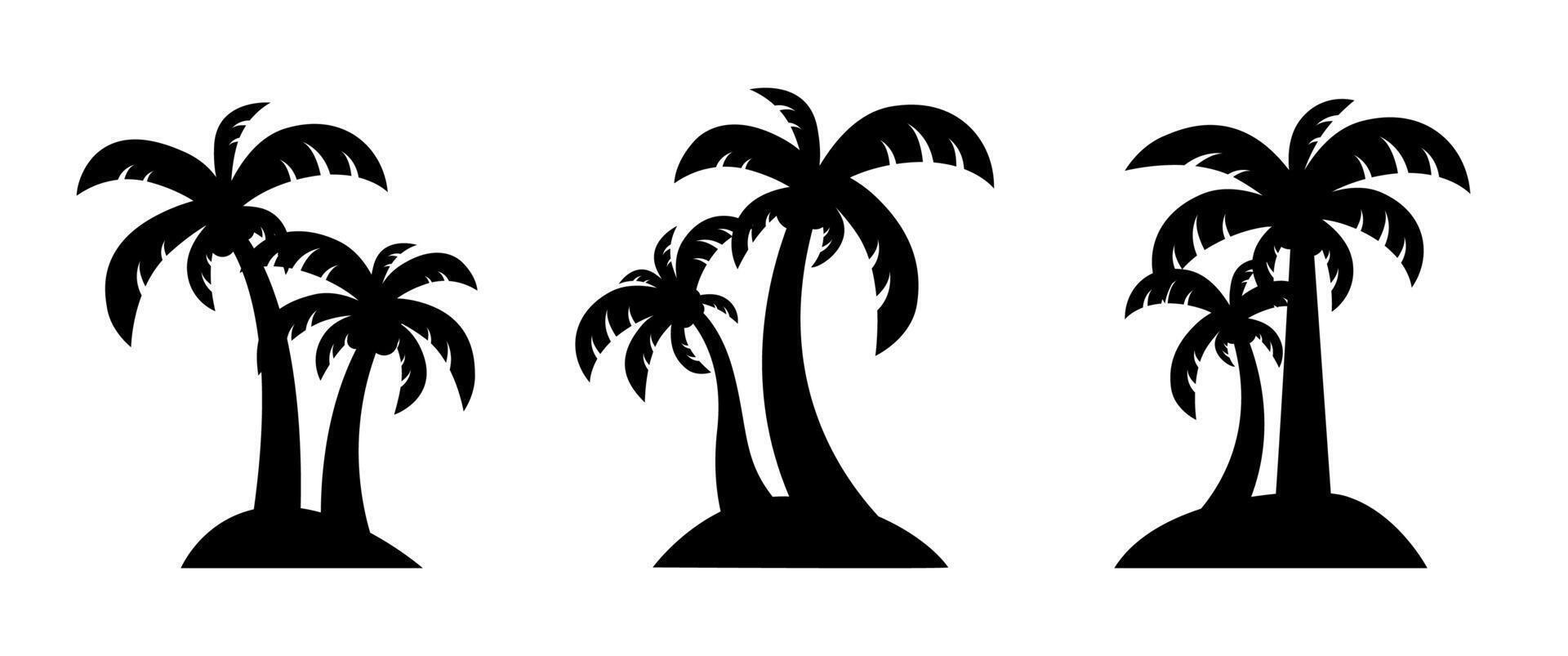Silhouette Coconut tree vecto design, Black Tropical Graphic elements Clip art for Decoration, Palm tree illustration, Vacation, Beach cut out pictogram, Editable. vector