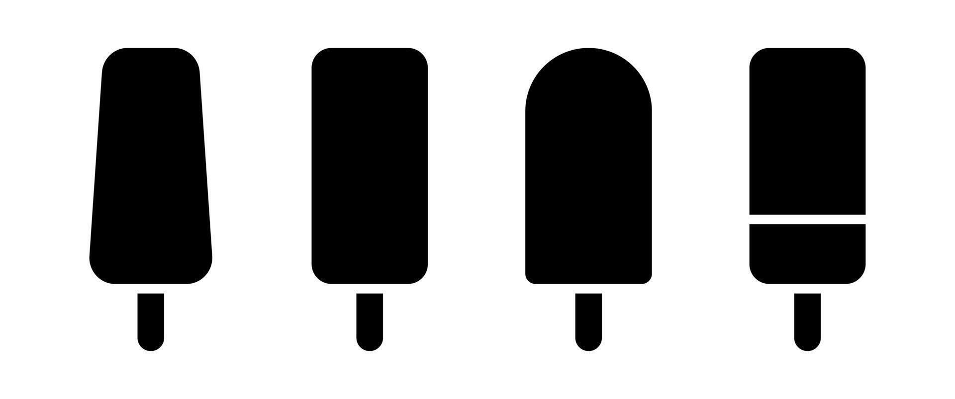 Black Ice cream minimal icon set, Dessert sign and symbol on white background, Summer, Snack graphicelements for Menu, Web banner, Editable vector