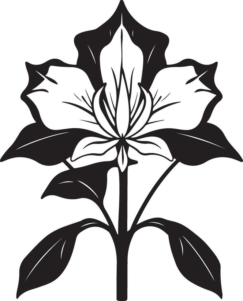 A black and white flower with leaves vector