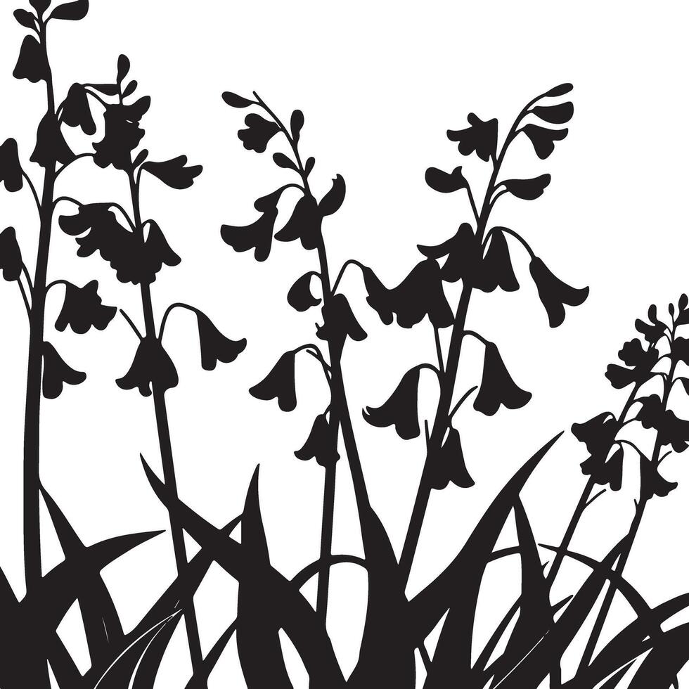 Black and white silhouette of flowers vector