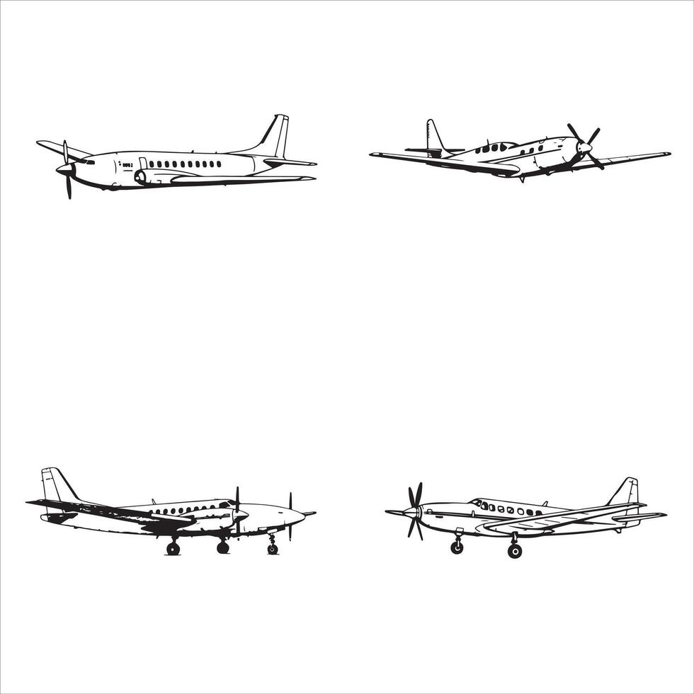 Aircraft illustration set vector