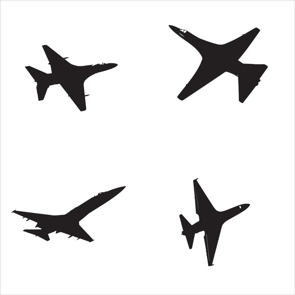 Four silhouettes of airplanes on a white background vector
