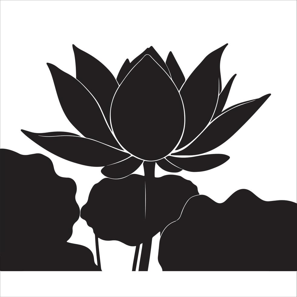 Silhouette of a lotus flower vector