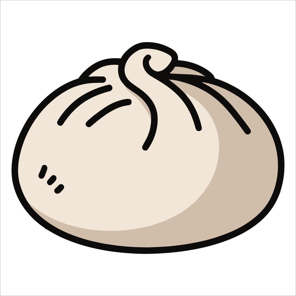 Bao bun icon, steamed meat filling. Perfect for dim sum, Chinese food, and restaurant branding. vector