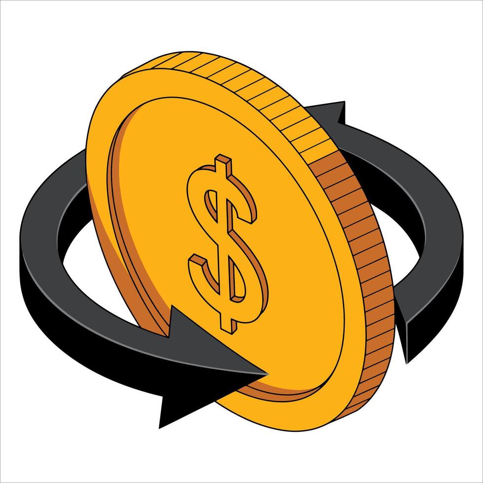 Money icon representing purchase history, illustration on white. Great for e-commerce and finance themes in web design. vector