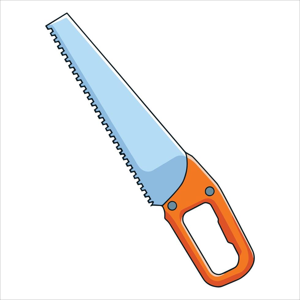 Saw icon isolated on white background, carpenter tool illustration. Flat design for repairmen, woodworking, and construction themes. vector