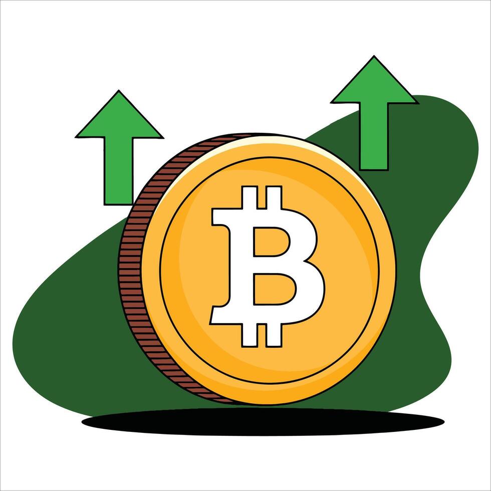 Cryptocurrency growth Bitcoin design isolated on white background. Digital currency concept for investment, blockchain, and financial technology themes. vector