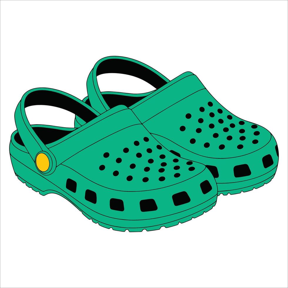 Green beach shoes pair isolated on white. Perfect for summer designs, vacation concepts, and seaside lifestyle visuals. vector