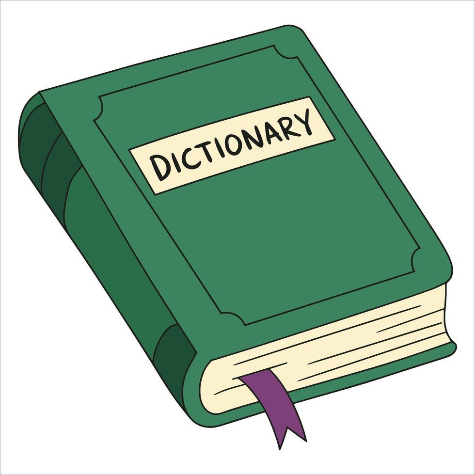 dictionary icon isolated on white. Ideal for school supplies, linguistic concepts, and translation related visual materials. vector