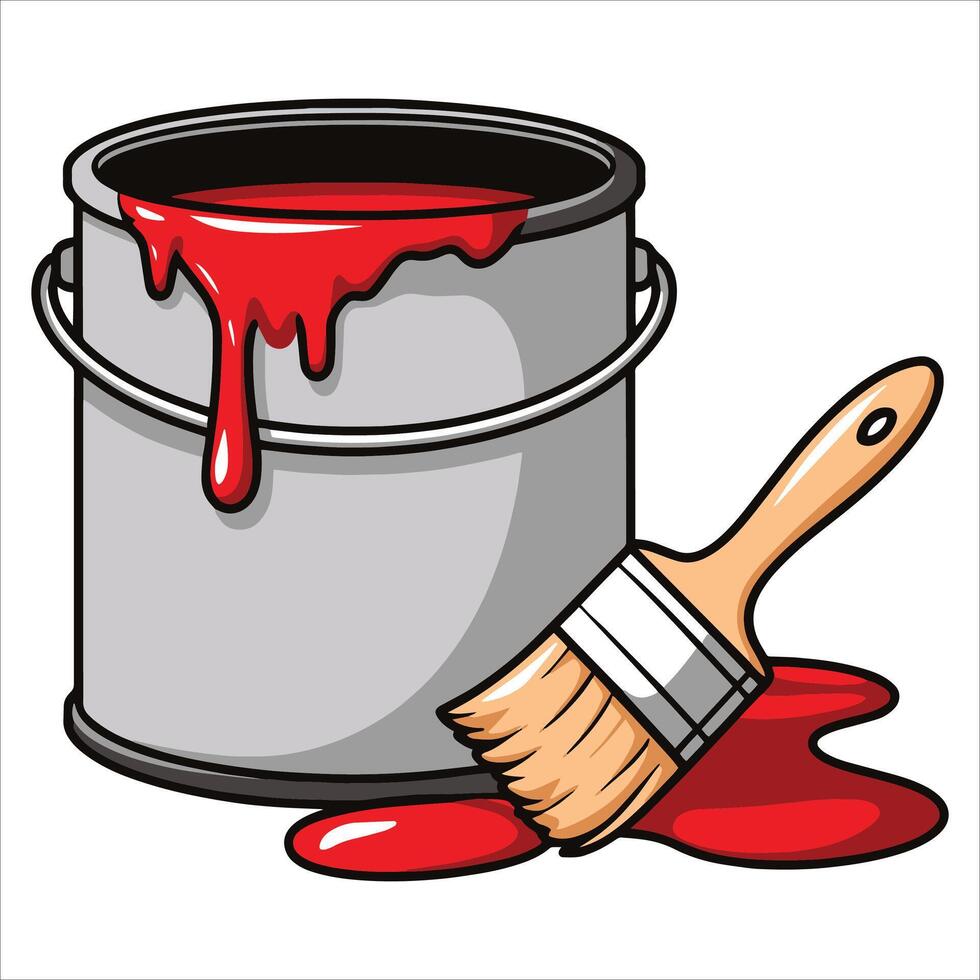 Paint brush and open can icon. Creative flat style for infographics, art supplies, and design projects. vector