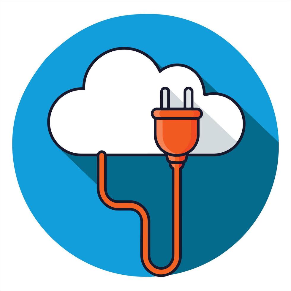 icon of a cloud plugin, tech themed illustration ideal for apps and software. Great for digital services, web tools, and innovative design. vector