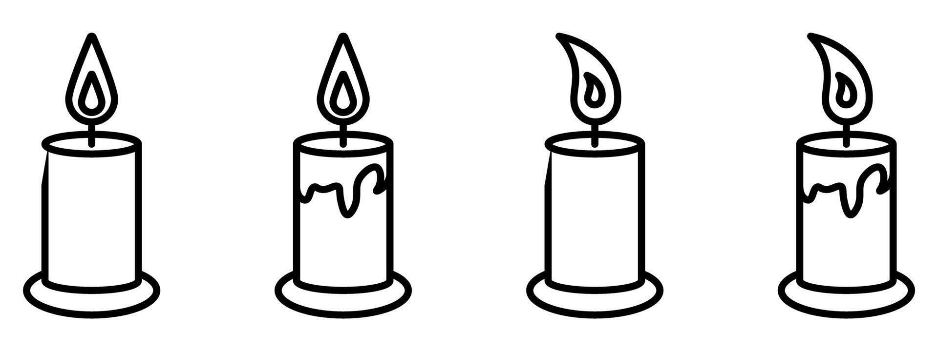Candle silhouettes. Celebration decoration in line style. vector