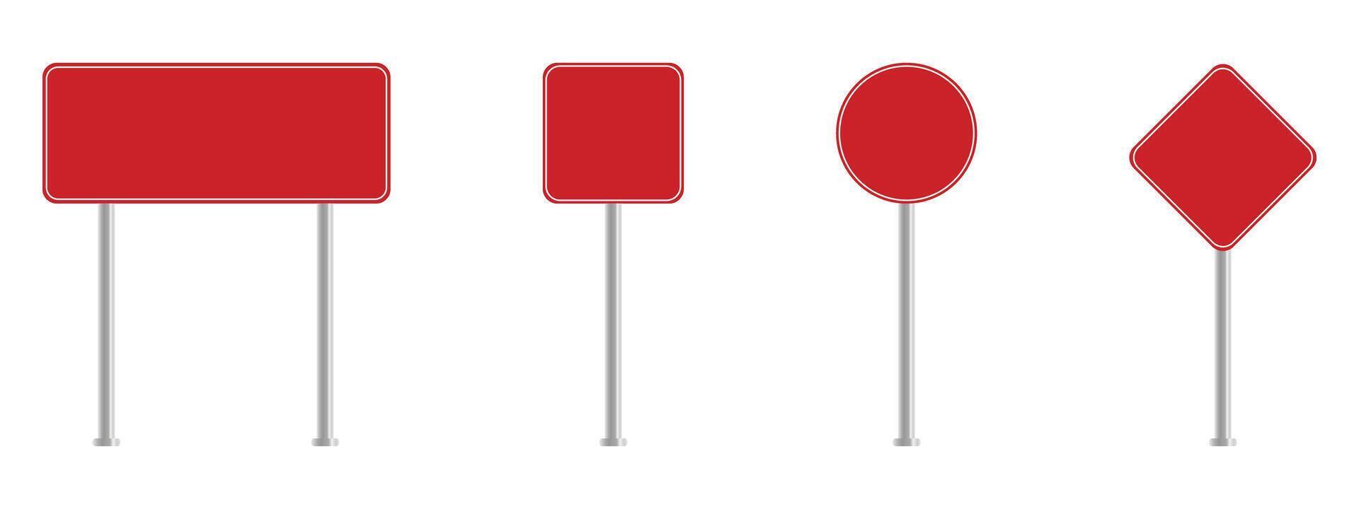 Realistic road sign. Isolated signal tables. Blank street traffic symbols, stopping boards. Signaling plates set. vector