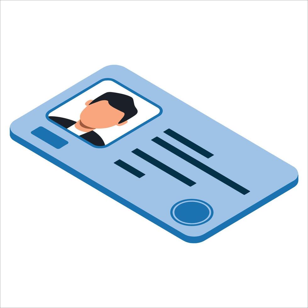 Isometric security service ID card icon isolated on white. Ideal for web design, safety themes, and access control applications. vector