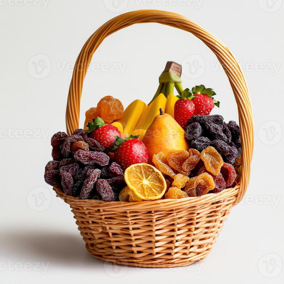 A basket filled with fruit and a banana photo