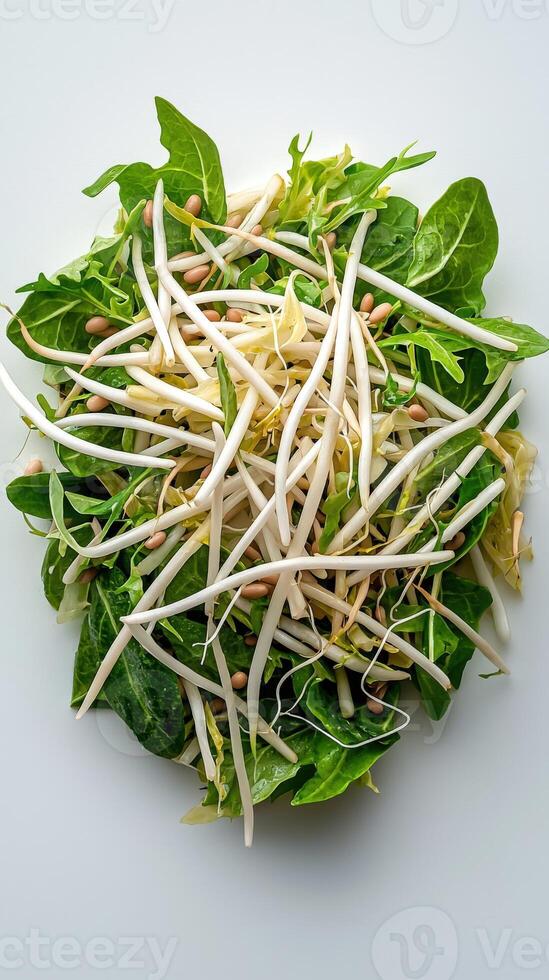 A salad with sprouts and leaves photo