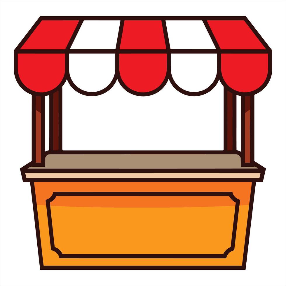 icon of a kiosk designed as a small booth, perfect for retail displays, info centers, and service station visuals. vector