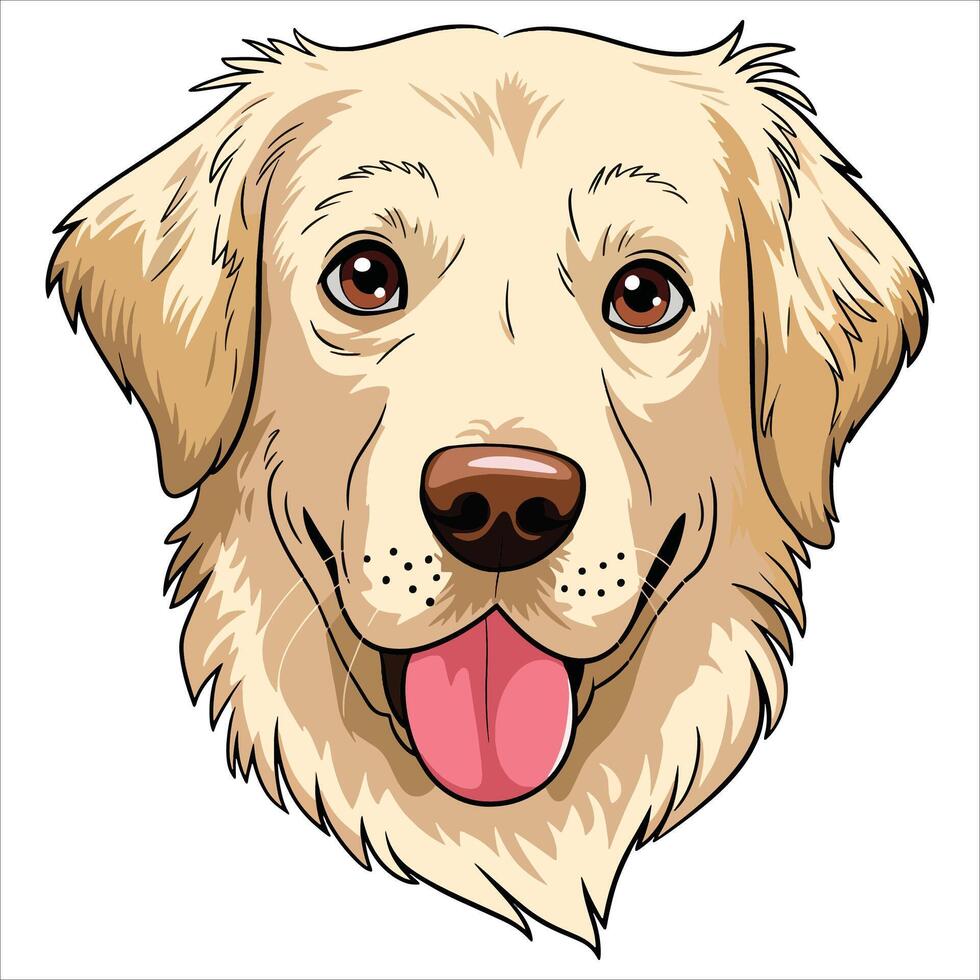 Golden Retriever dog isolated on white background. Loyal companion artwork illustration. vector