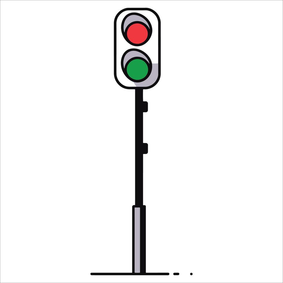 Traffic lights and electric train graphic, isolated on white. Perfect for railway systems, transportation themes, and web design vector