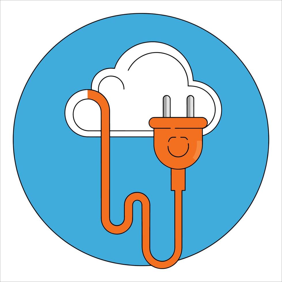 Cloud plugin icon, tech tool illustration. Ideal for software, apps, and digital service designs. vector