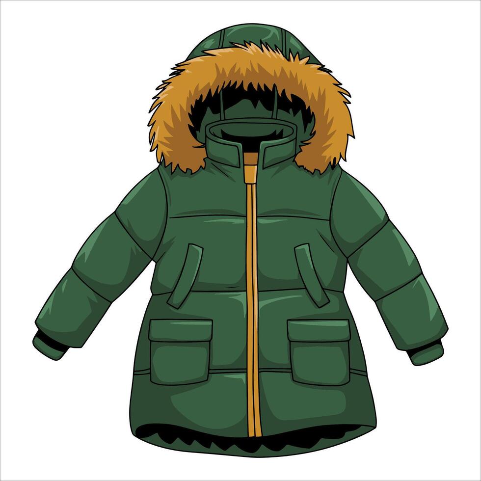 Winter coat in cold weather style. Perfect apparel illustration for seasonal fashion and winter design projects. vector